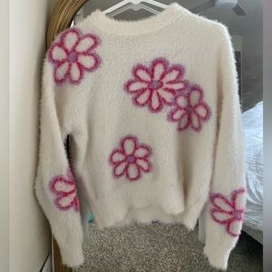 pink flowered sweater